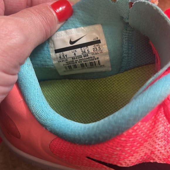 Nike run free pink/teal blue size 4.5 - Picture 6 of 6